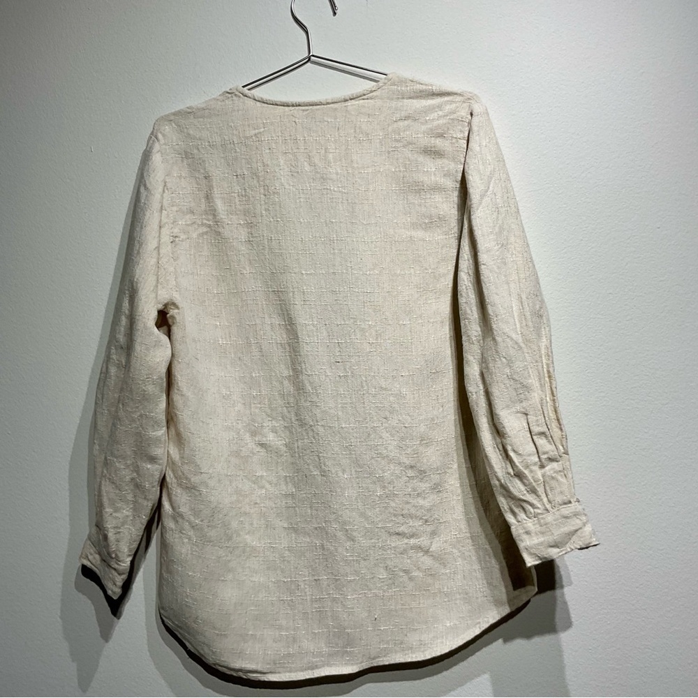 Vintage Chico’s Design Size 0.Lightweight Flax Rayon Blend.Button Down Tan Shirt - Picture 4 of 8